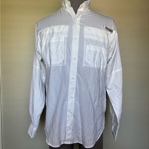 Columbia White Casual Button Down Shirt Lightweight
